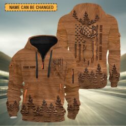 Personalized Best Buckin' Dad Ever Wooden Pattern Half-Zip Hoodie